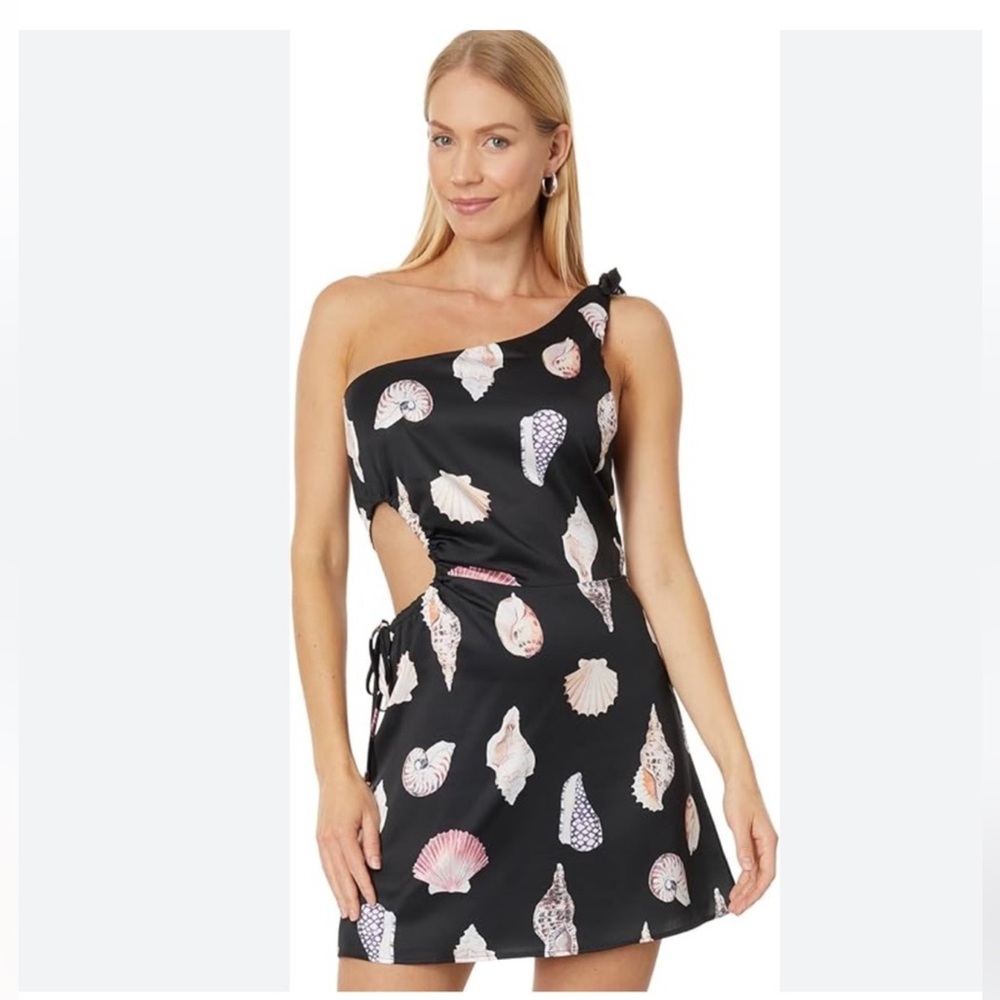 Show Me Your Mumu Kenz Mini in Black Shell Luxe Satin Dress Size Small